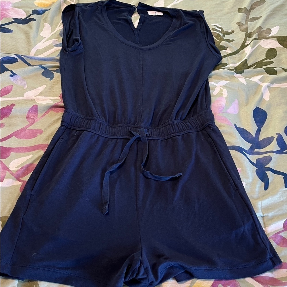 Navy blue sleeveless romper
